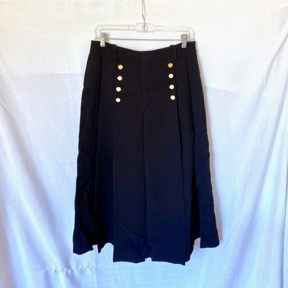 Massimo Dutti Black A-line Straight 8 Gold Buttons Skirt